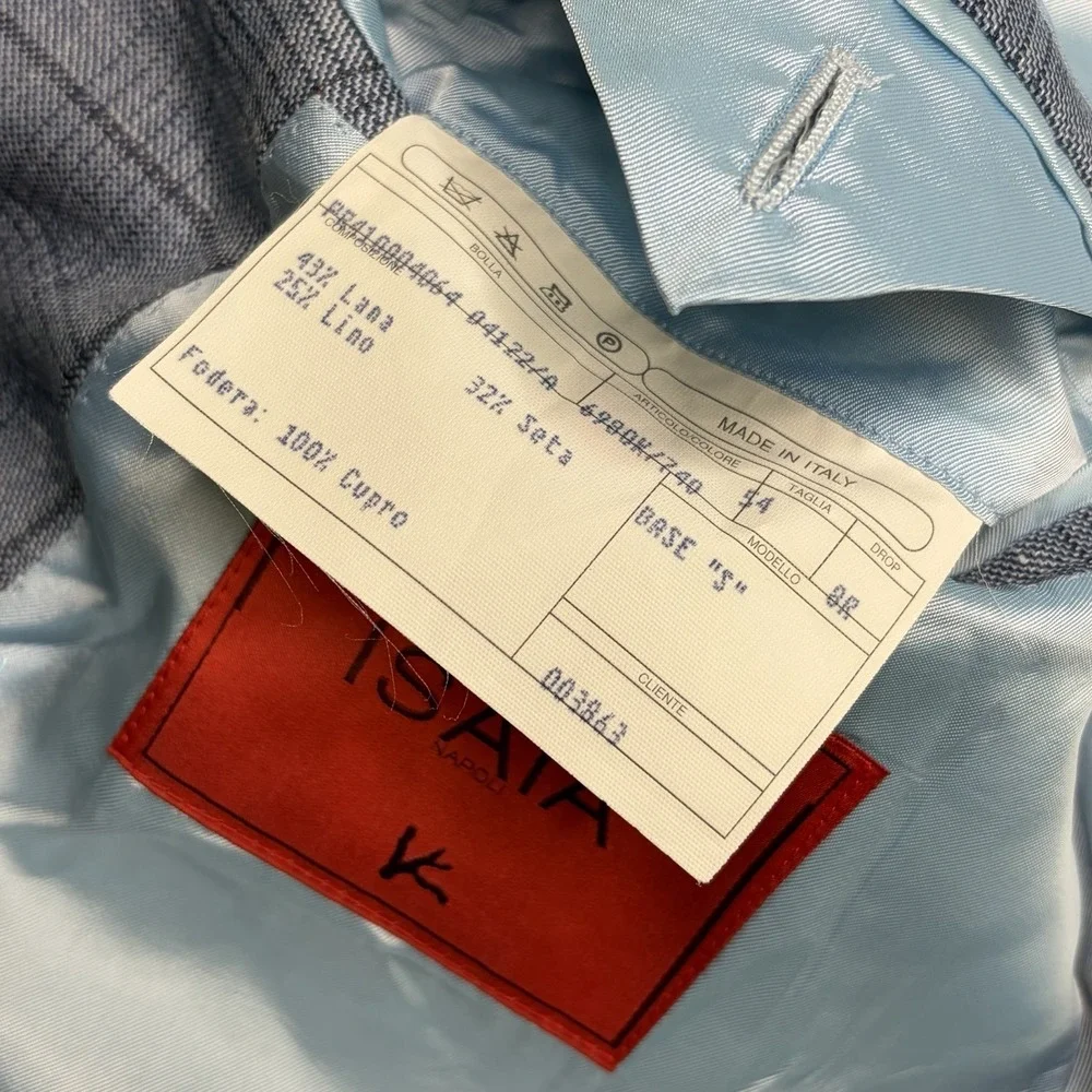 ISAIA Wool Silk Linen Glen Plaid Base 